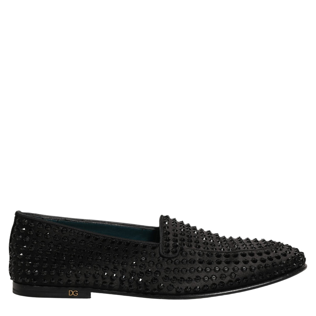 Dolce & Gabbana Black Rhinestone Embellished Loafers Shoes Dolce & Gabbana