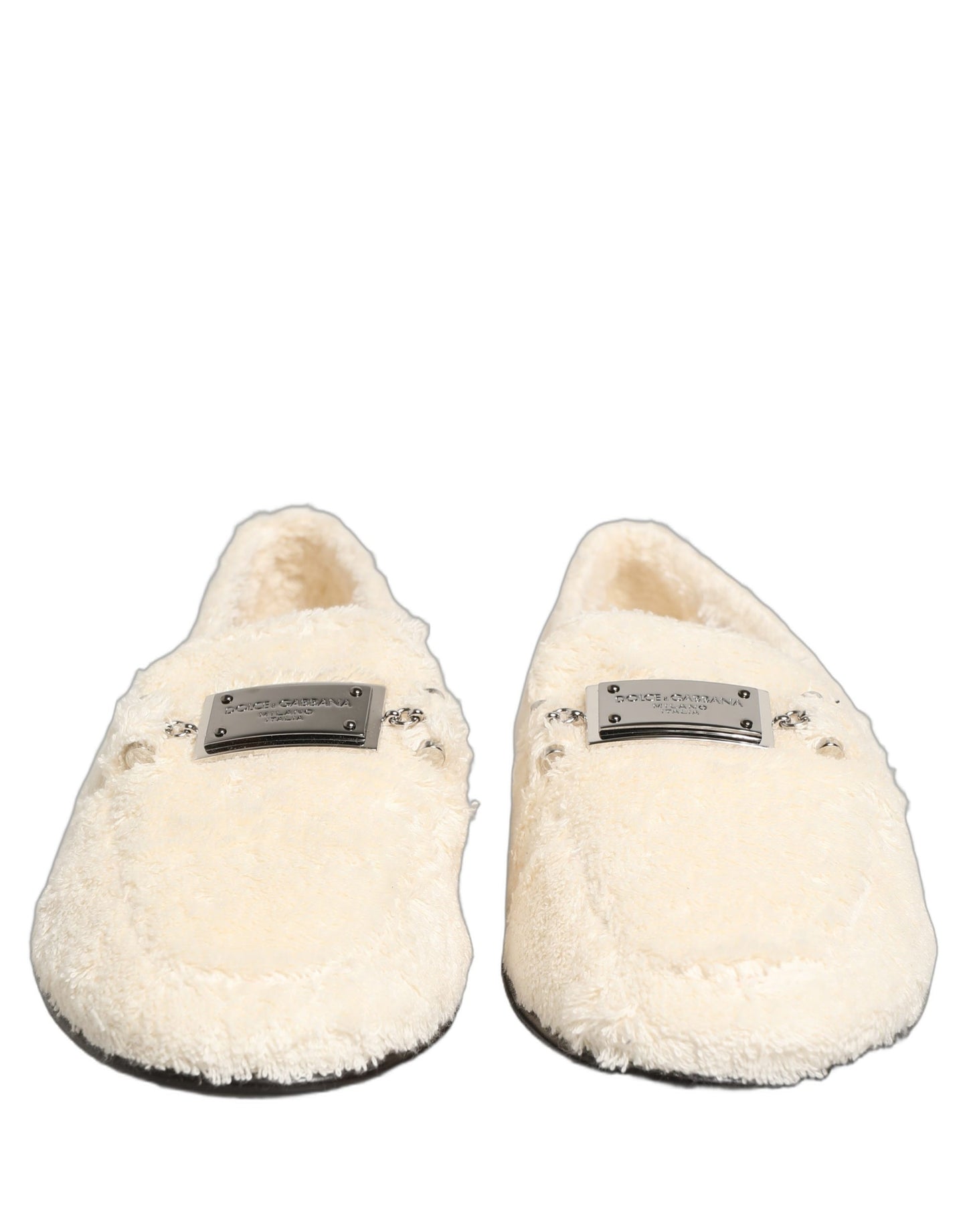 Dolce & Gabbana White Fur Shearling Men Dress Loafers Shoes Dolce & Gabbana
