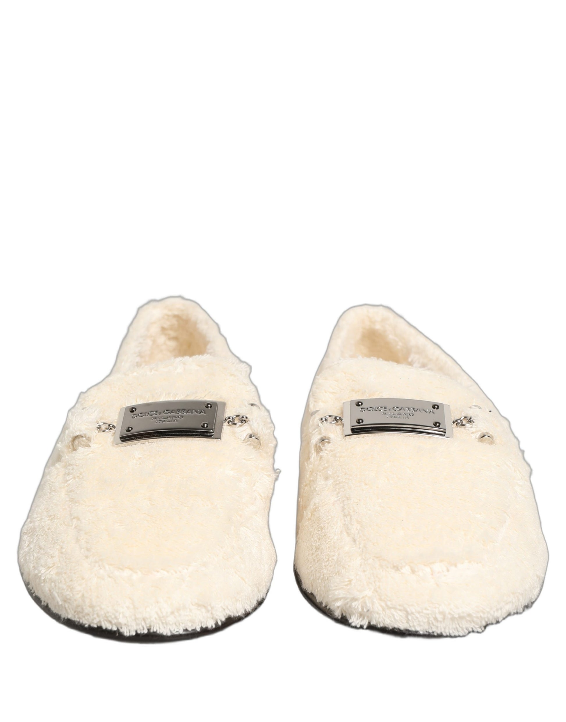 Dolce & Gabbana White Fur Shearling Men Dress Loafers Shoes Dolce & Gabbana