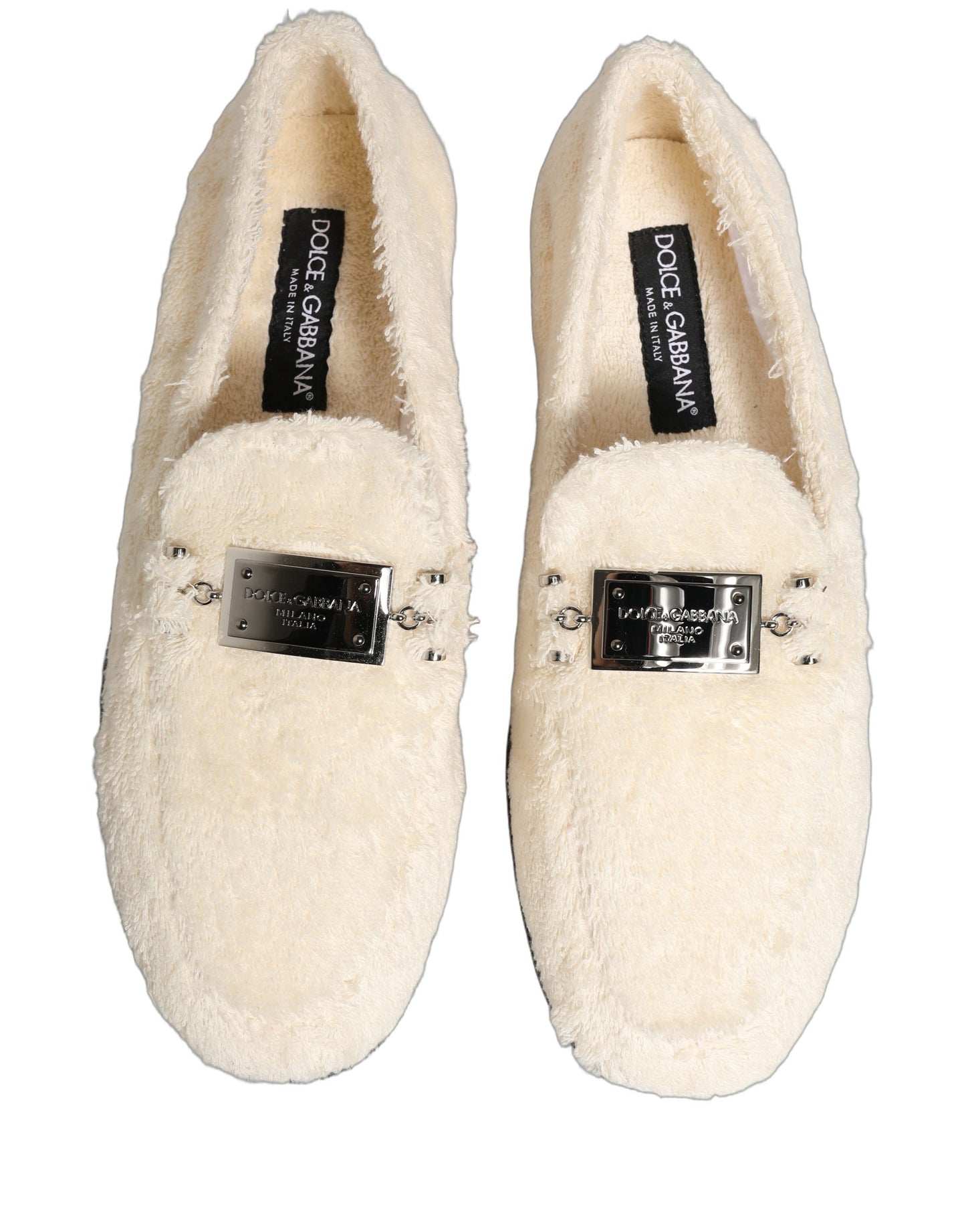 Dolce & Gabbana White Fur Shearling Men Dress Loafers Shoes Dolce & Gabbana