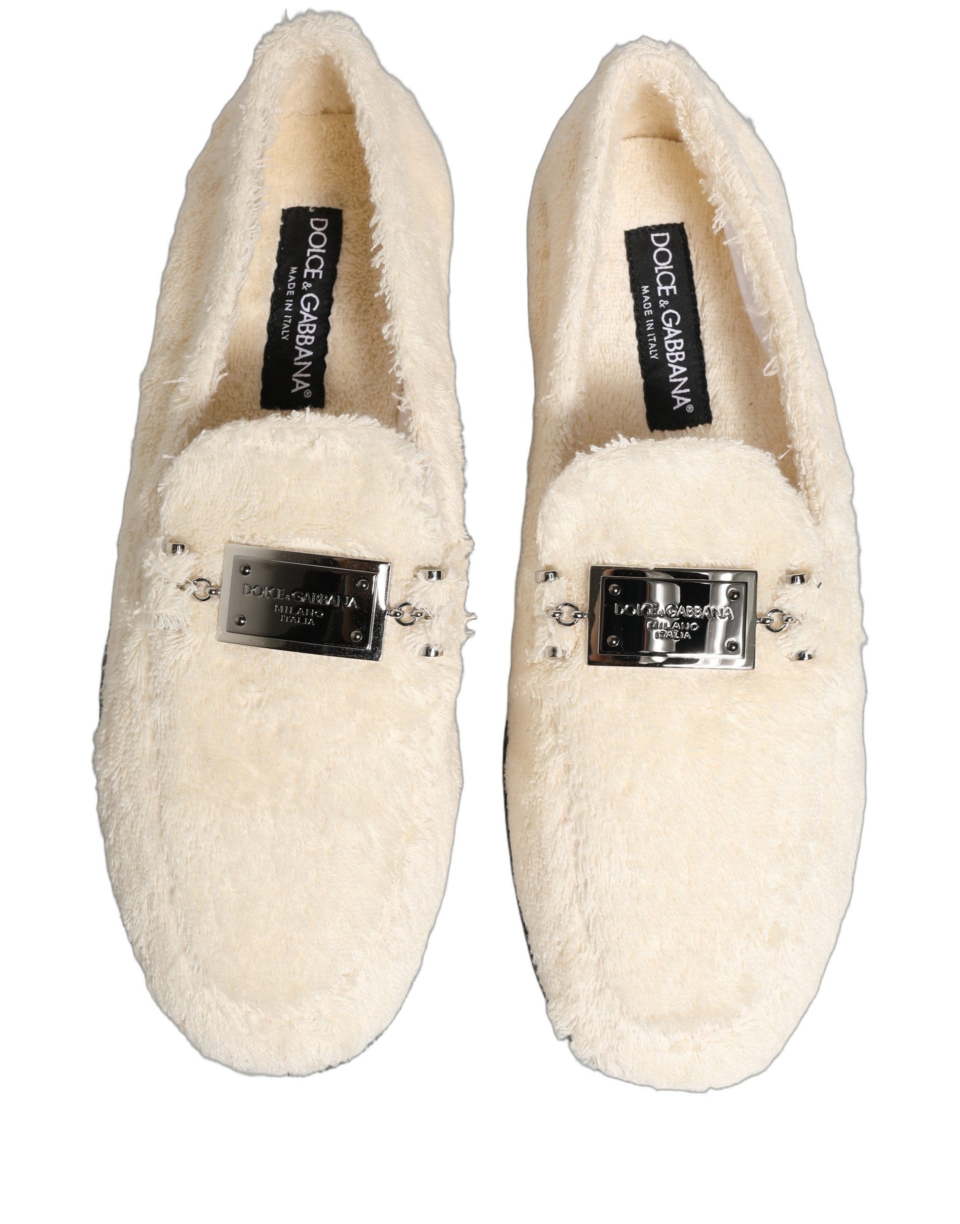 Dolce & Gabbana White Fur Shearling Men Dress Loafers Shoes Dolce & Gabbana