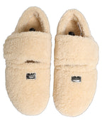 Dolce & Gabbana Beige Faux Fur Flats Men Slides Sandals Shoes Dolce & Gabbana
