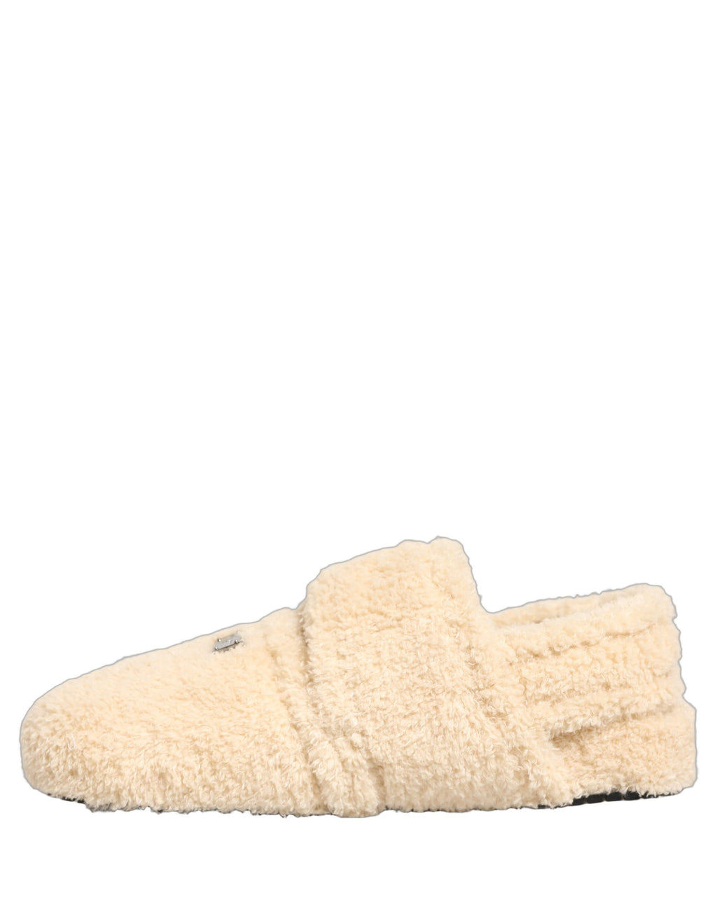 Dolce & Gabbana Beige Faux Fur Flats Men Slides Sandals Shoes Dolce & Gabbana