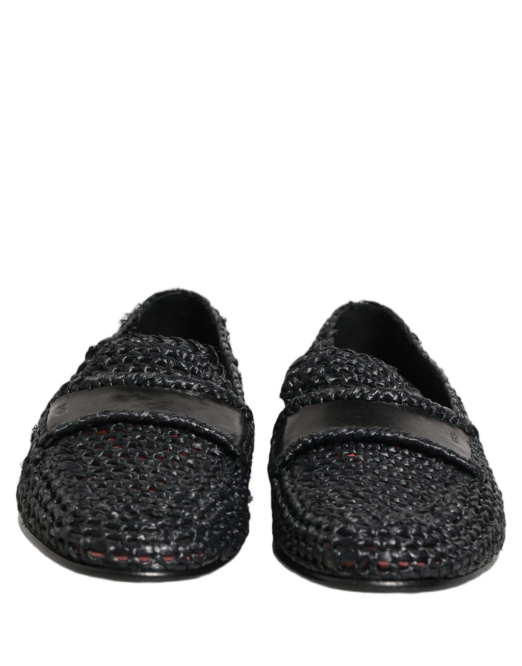 Dolce & Gabbana Black Woven Raffia Slip On Loafers Shoes Dolce & Gabbana