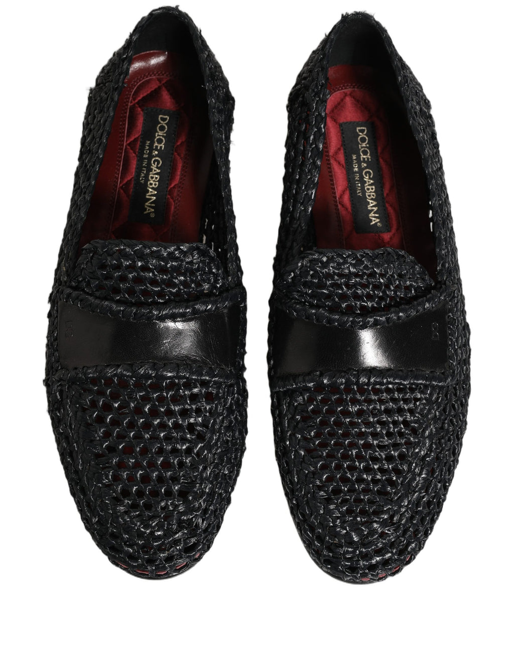 Dolce & Gabbana Black Woven Raffia Slip On Loafers Shoes Dolce & Gabbana
