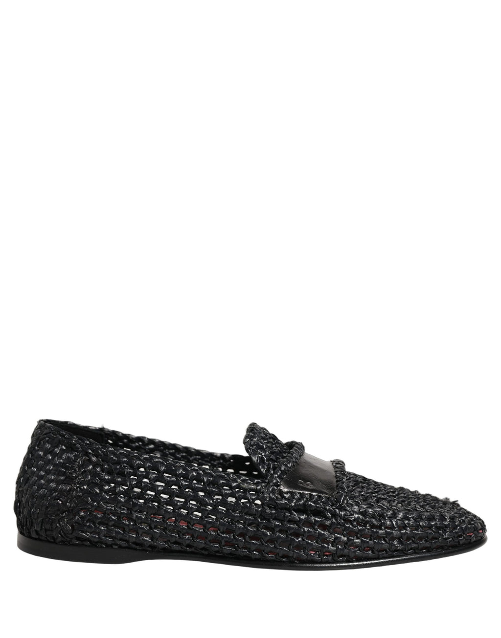 Dolce & Gabbana Black Woven Raffia Slip On Loafers Shoes Dolce & Gabbana