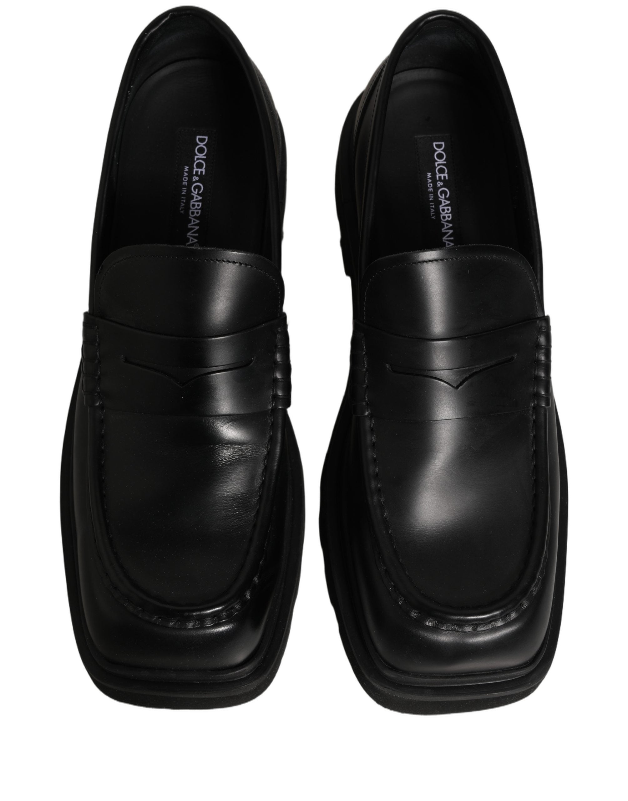 Dolce & Gabbana Black Calfskin Leather Men Dress Loafer Shoes Dolce & Gabbana