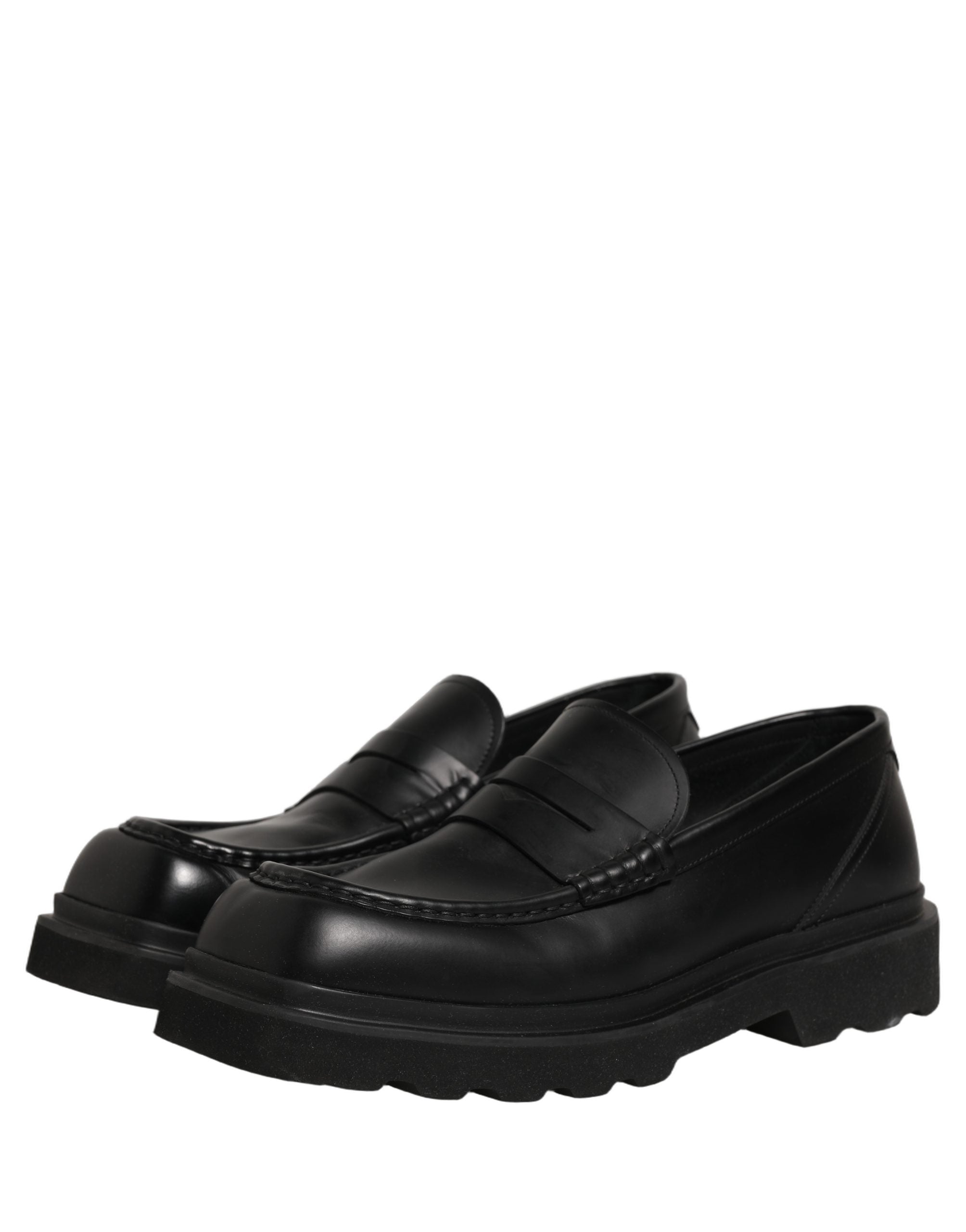 Dolce & Gabbana Black Calfskin Leather Men Dress Loafer Shoes Dolce & Gabbana