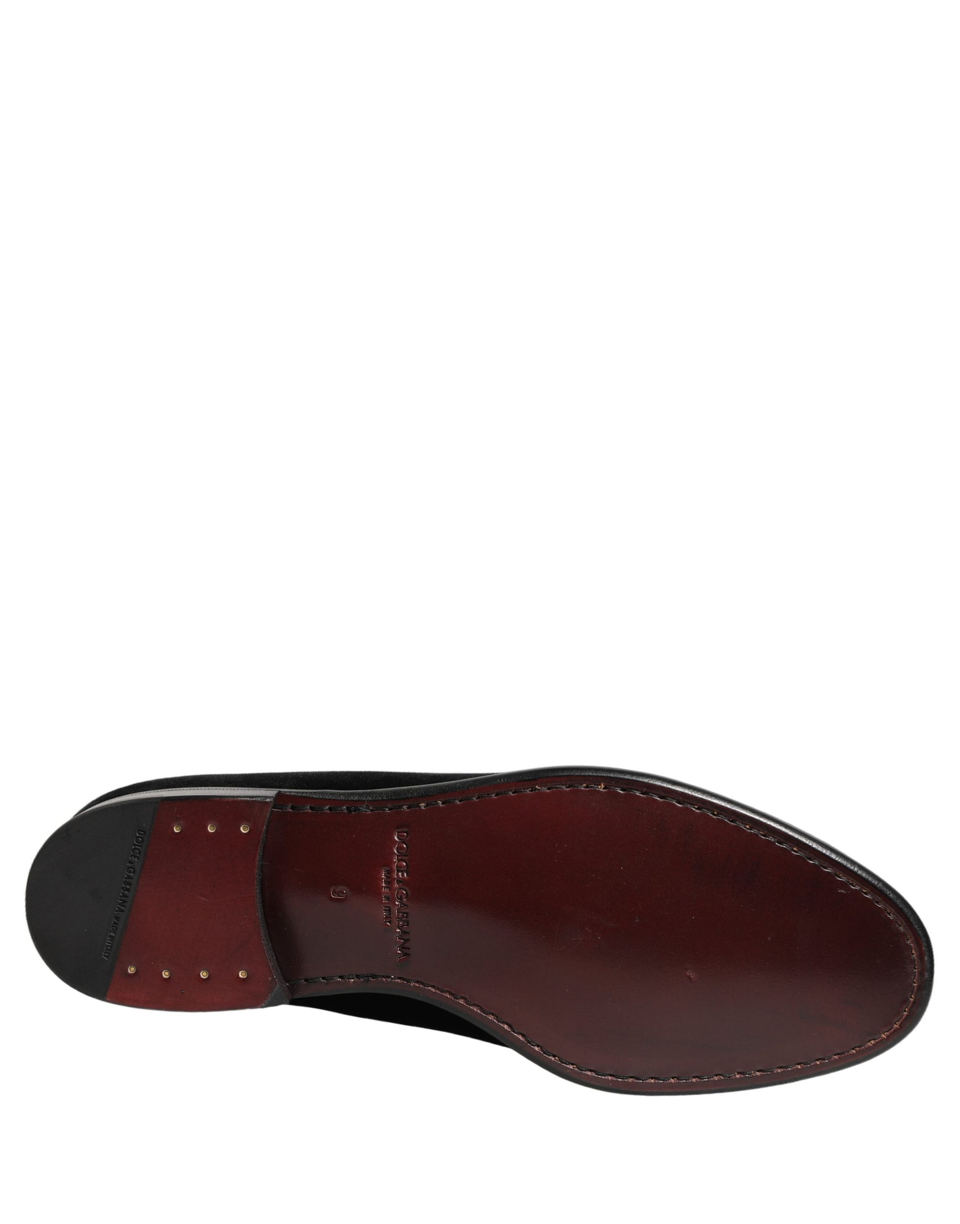 Dolce & Gabbana Black Velvet Loafers Formal Men Dress Shoes Dolce & Gabbana