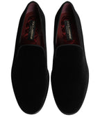 Dolce & Gabbana Black Velvet Loafers Formal Men Dress Shoes Dolce & Gabbana