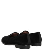 Dolce & Gabbana Black Velvet Loafers Formal Men Dress Shoes Dolce & Gabbana