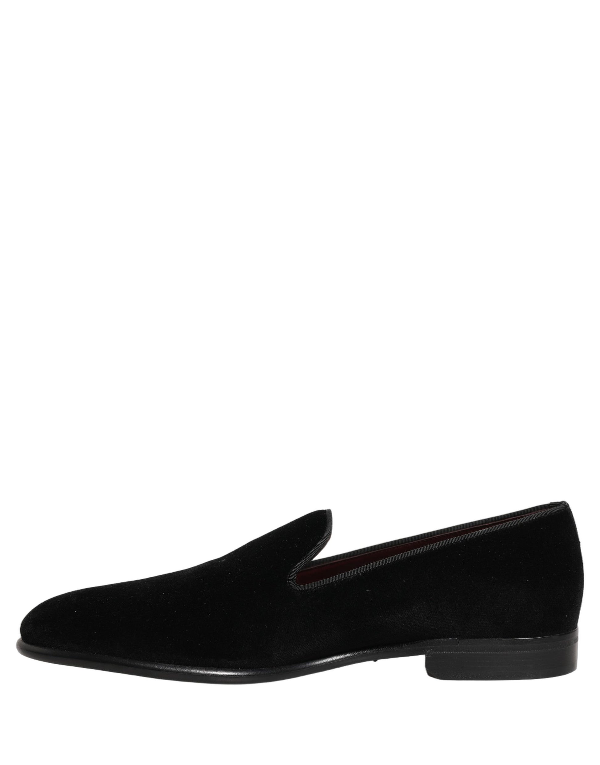 Dolce & Gabbana Black Velvet Loafers Formal Men Dress Shoes Dolce & Gabbana