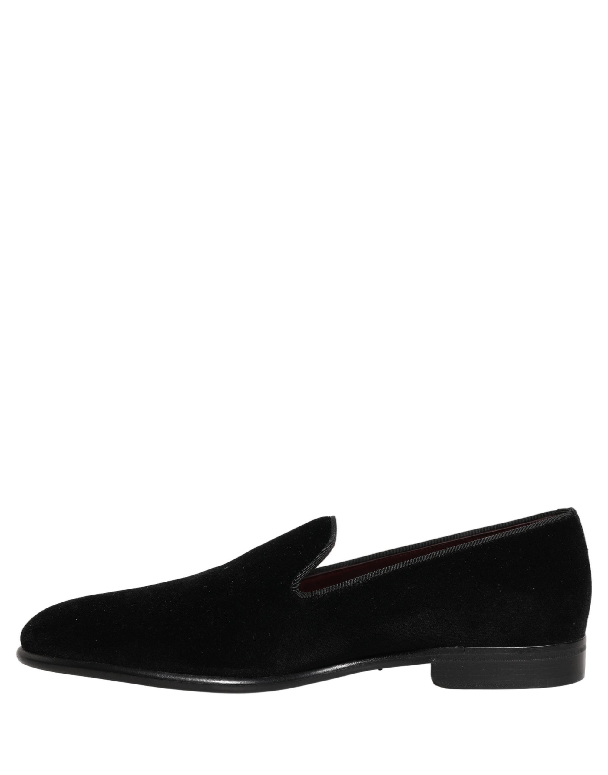 Dolce & Gabbana Black Velvet Loafers Formal Men Dress Shoes Dolce & Gabbana