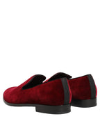 Dolce & Gabbana Maroon Velvet Slip On Men Dress Loafers Shoes