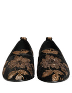 Dolce & Gabbana Black Floral Jacquard Dress Loafers Shoes Dolce & Gabbana