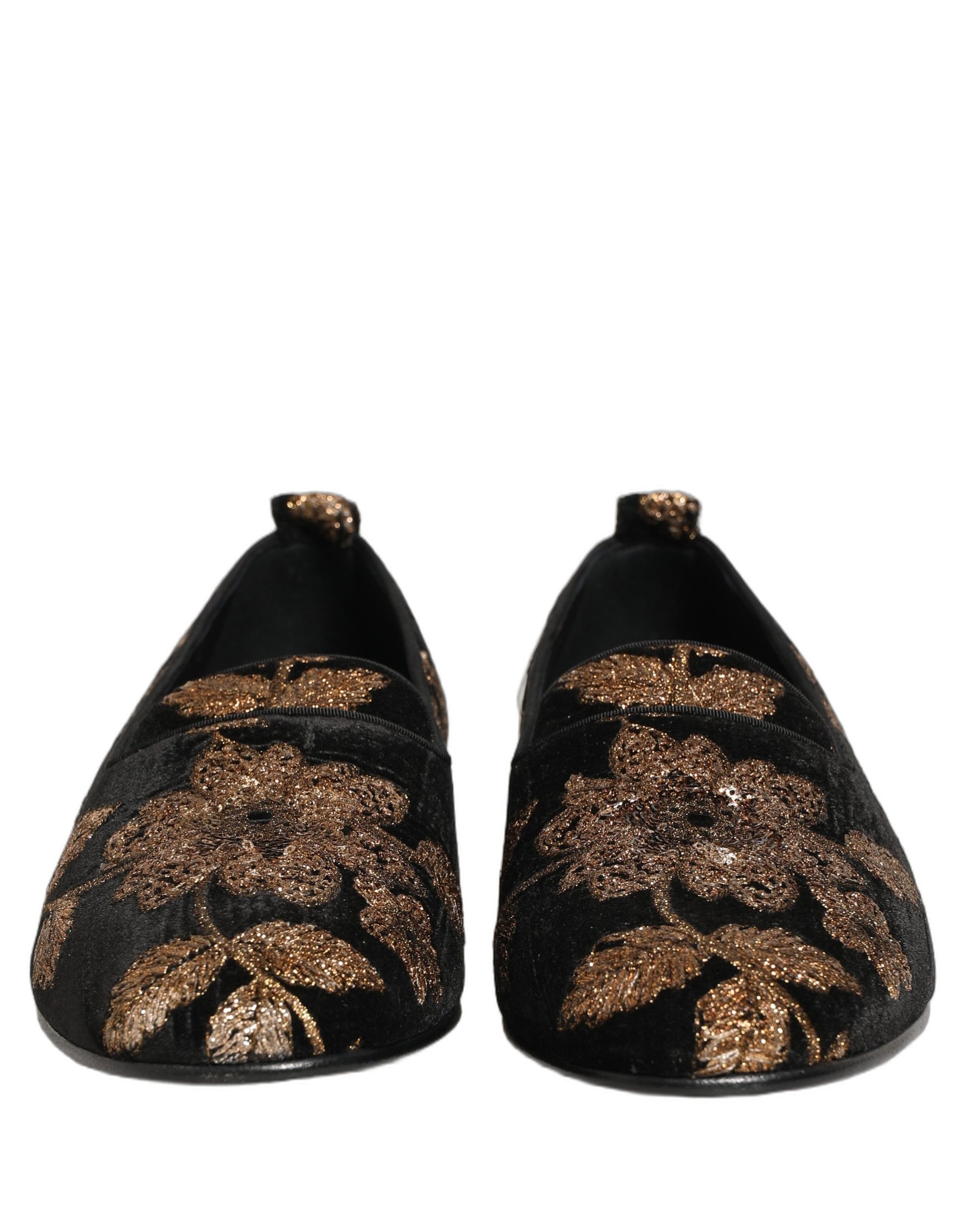 Dolce & Gabbana Black Floral Jacquard Dress Loafers Shoes Dolce & Gabbana