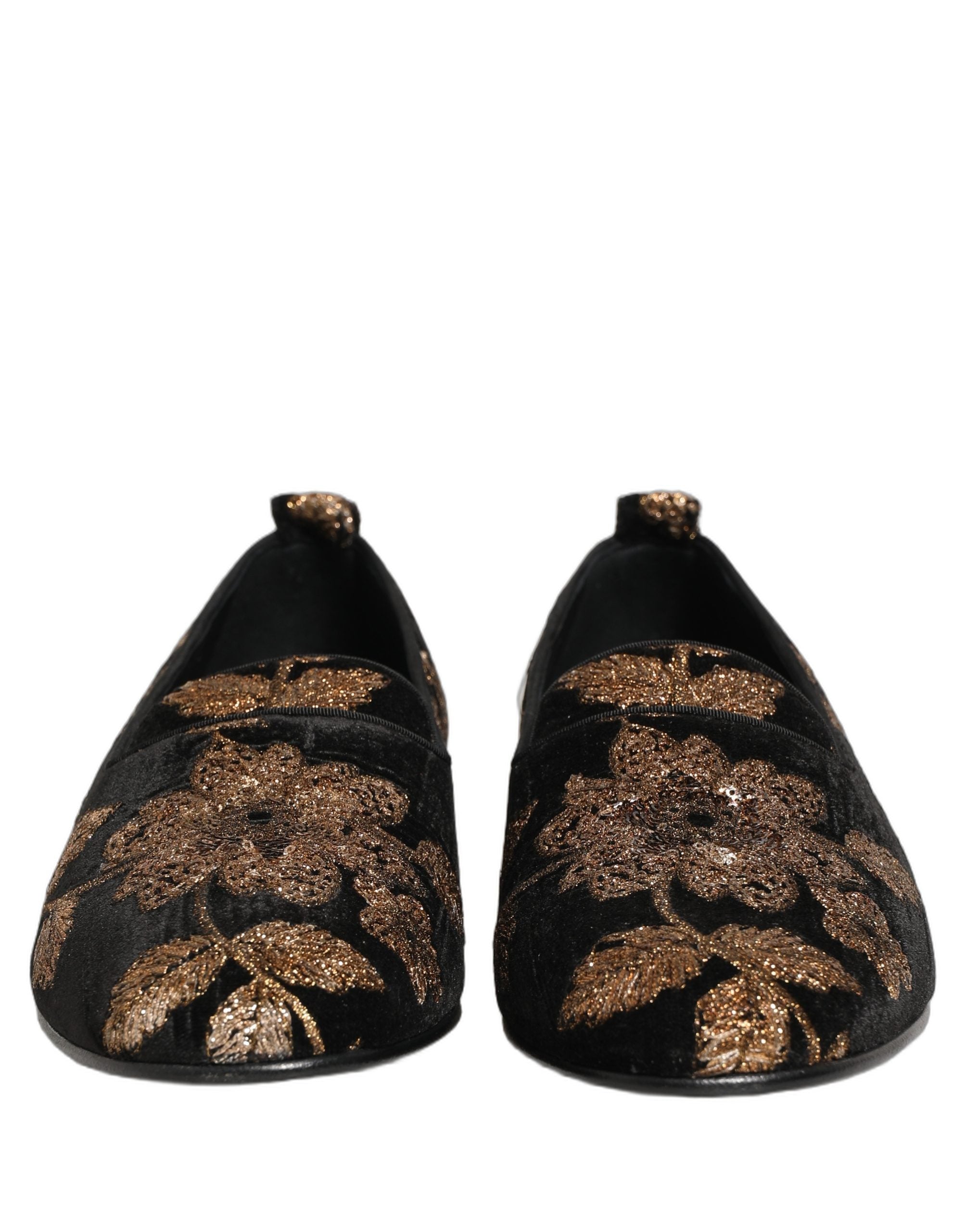Dolce & Gabbana Black Floral Jacquard Dress Loafers Shoes Dolce & Gabbana