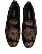 Dolce & Gabbana Black Floral Jacquard Dress Loafers Shoes Dolce & Gabbana