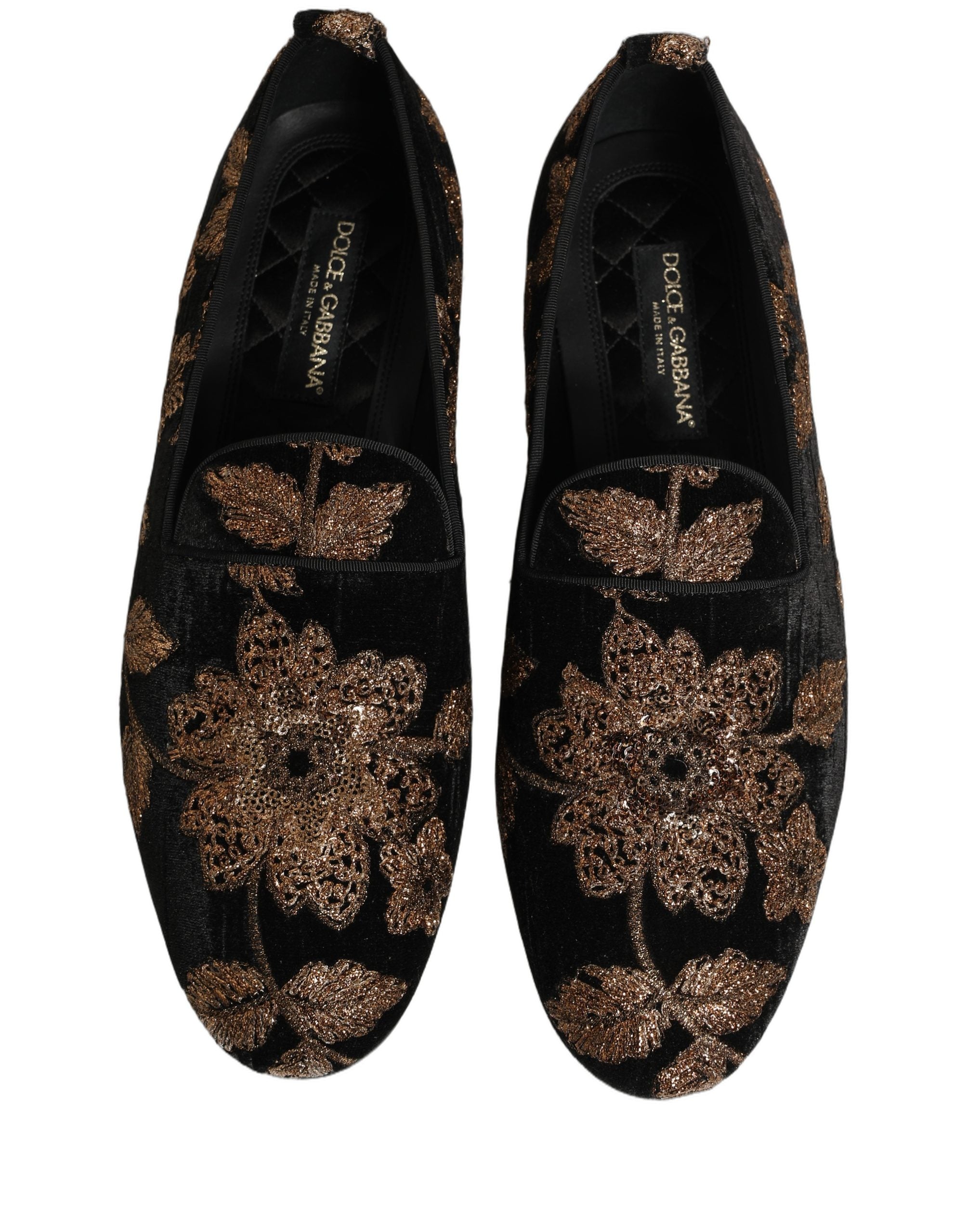 Dolce & Gabbana Black Floral Jacquard Dress Loafers Shoes Dolce & Gabbana