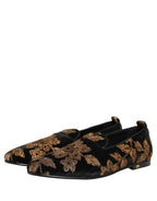 Dolce & Gabbana Black Floral Jacquard Dress Loafers Shoes Dolce & Gabbana