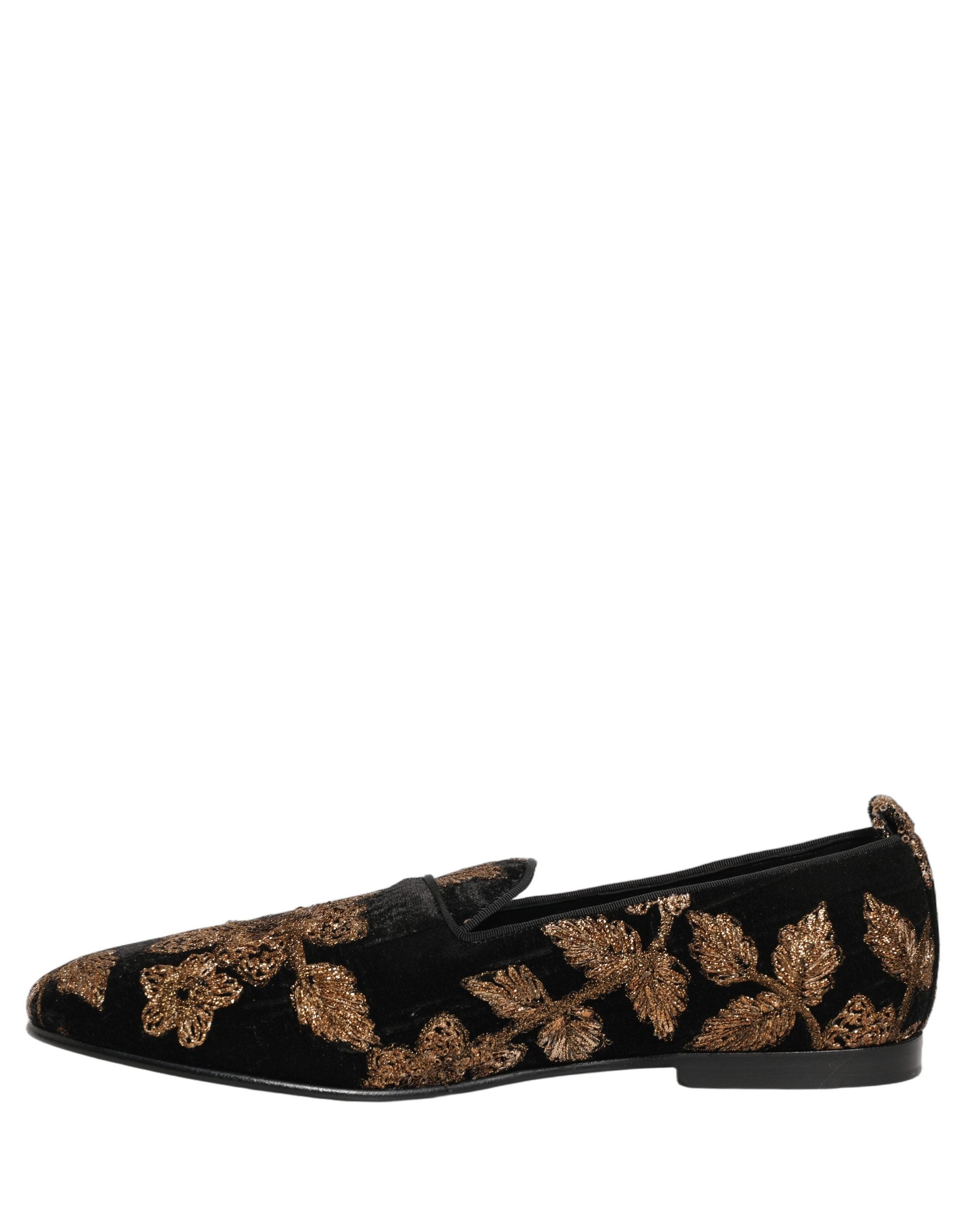 Dolce & Gabbana Black Floral Jacquard Dress Loafers Shoes Dolce & Gabbana