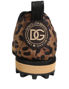 Dolce & Gabbana Brown Leopard Print Quilted Men Sneakers Shoes Dolce & Gabbana