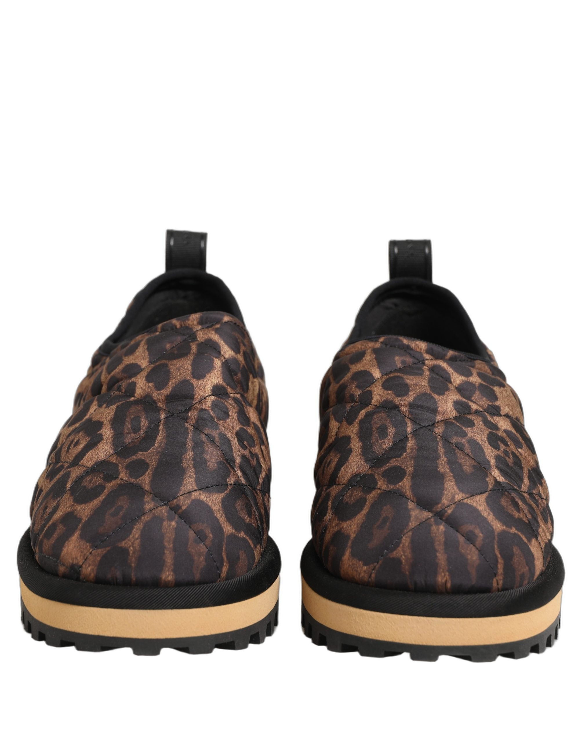 Dolce & Gabbana Brown Leopard Print Quilted Men Sneakers Shoes Dolce & Gabbana