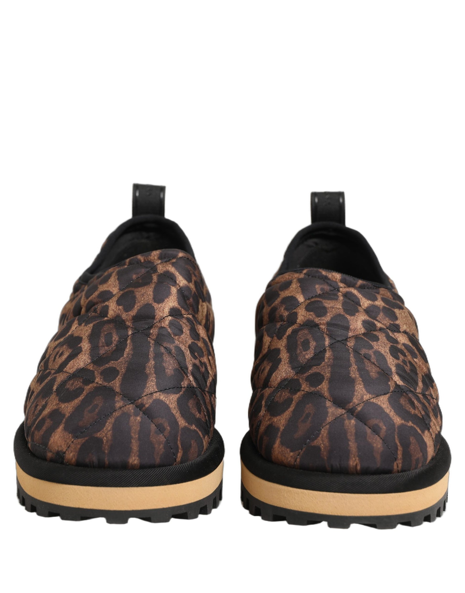 Dolce & Gabbana Brown Leopard Print Quilted Men Sneakers Shoes Dolce & Gabbana