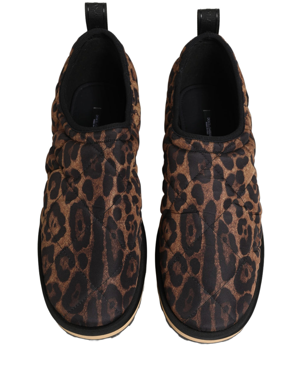 Dolce & Gabbana Brown Leopard Print Quilted Men Sneakers Shoes Dolce & Gabbana