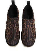 Dolce & Gabbana Brown Leopard Print Quilted Men Sneakers Shoes Dolce & Gabbana