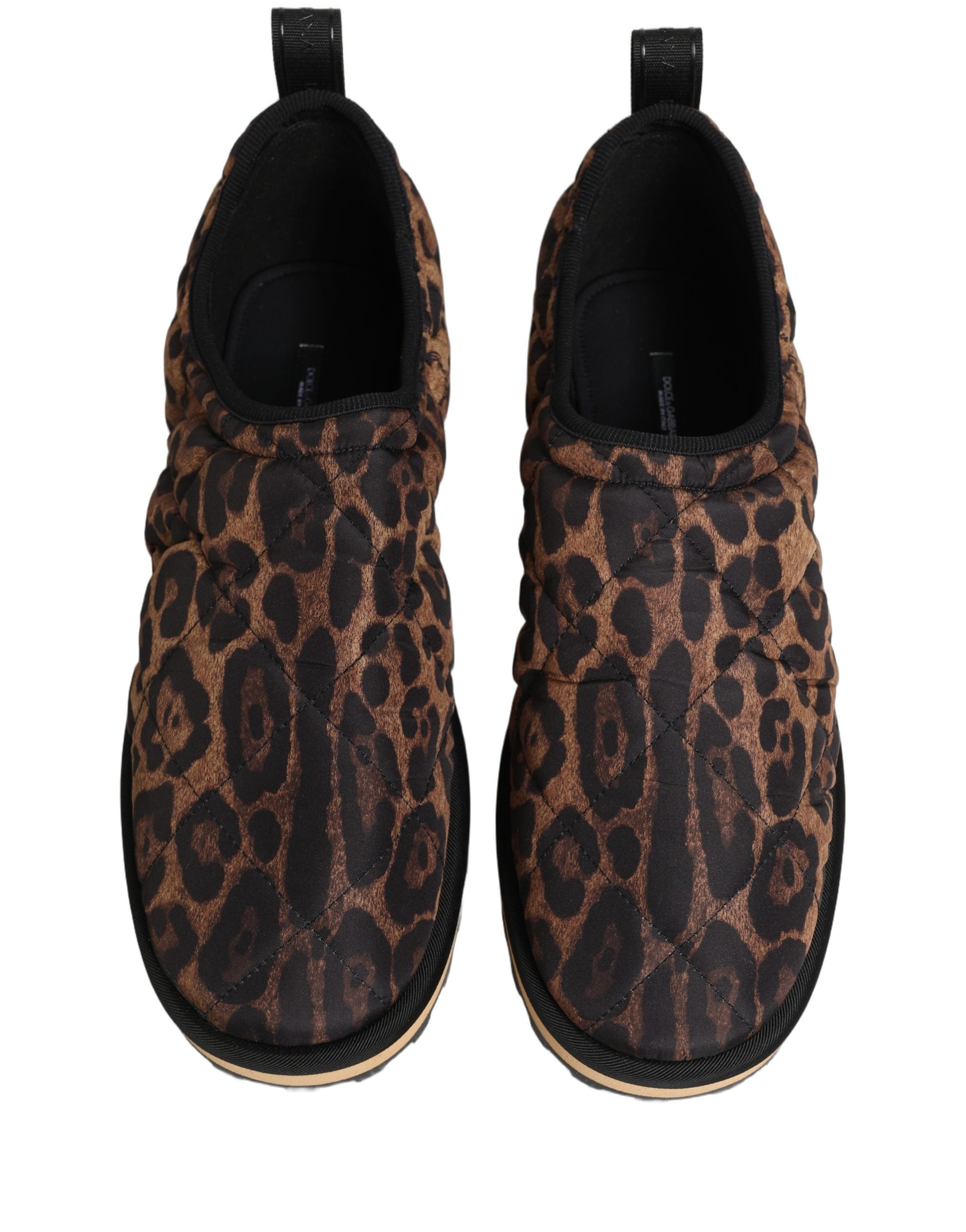 Dolce & Gabbana Brown Leopard Print Quilted Men Sneakers Shoes Dolce & Gabbana