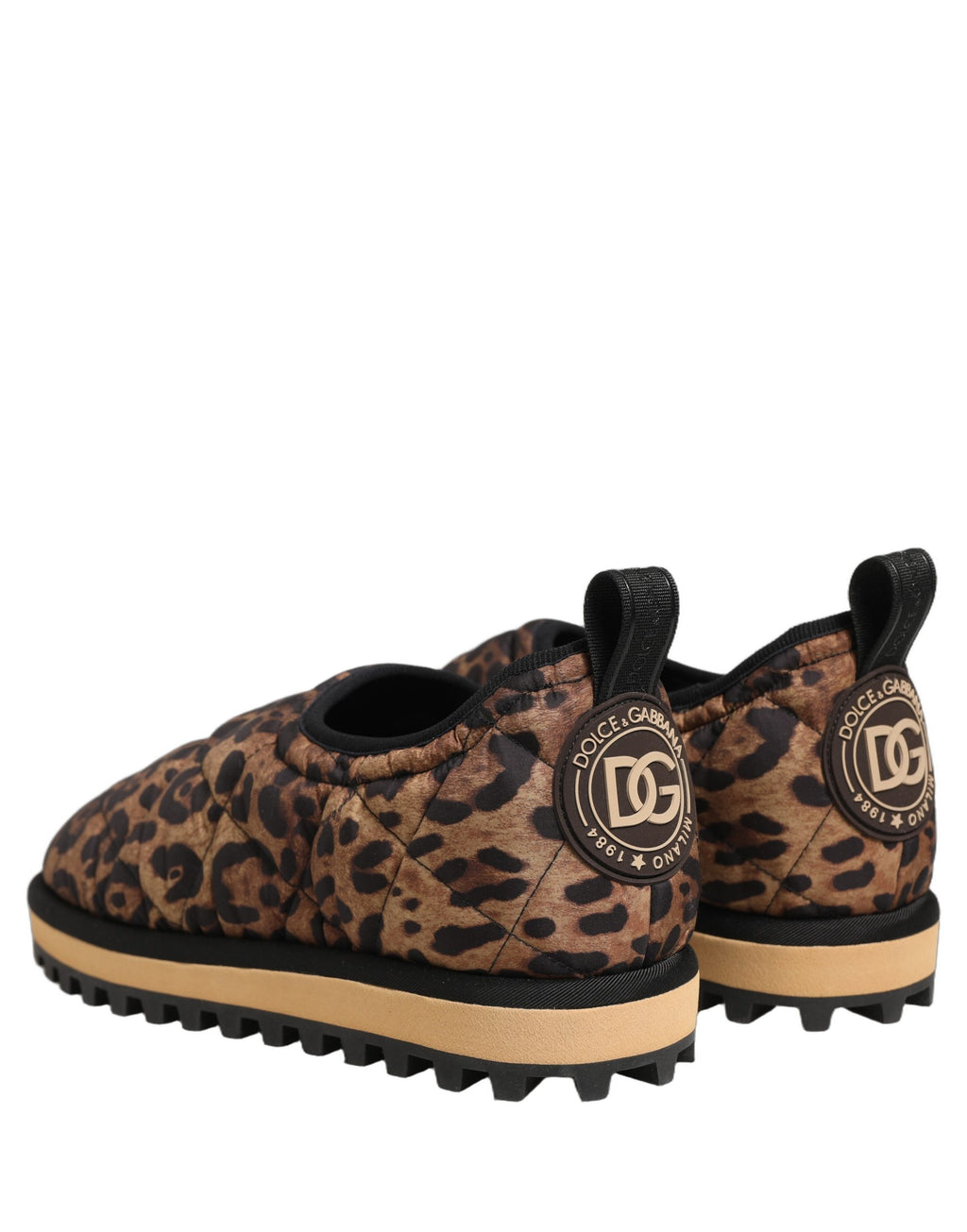 Dolce & Gabbana Brown Leopard Print Quilted Men Sneakers Shoes Dolce & Gabbana
