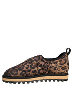 Dolce & Gabbana Brown Leopard Print Quilted Men Sneakers Shoes Dolce & Gabbana
