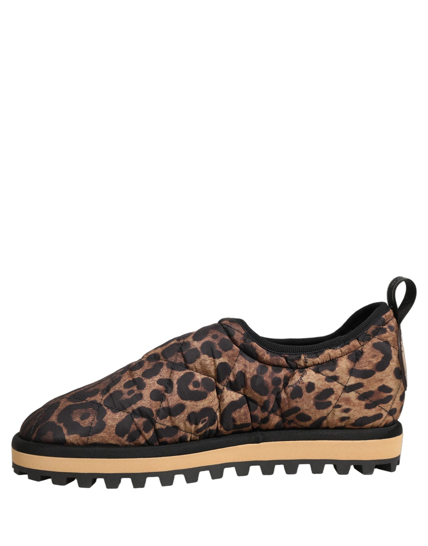 Dolce & Gabbana Brown Leopard Print Quilted Men Sneakers Shoes Dolce & Gabbana