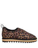 Dolce & Gabbana Brown Leopard Print Quilted Men Sneakers Shoes Dolce & Gabbana