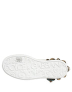 Dolce & Gabbana White Gold Studded Portofino Sneakers Shoes