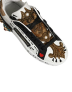 Dolce & Gabbana White Gold Studded Portofino Sneakers Shoes