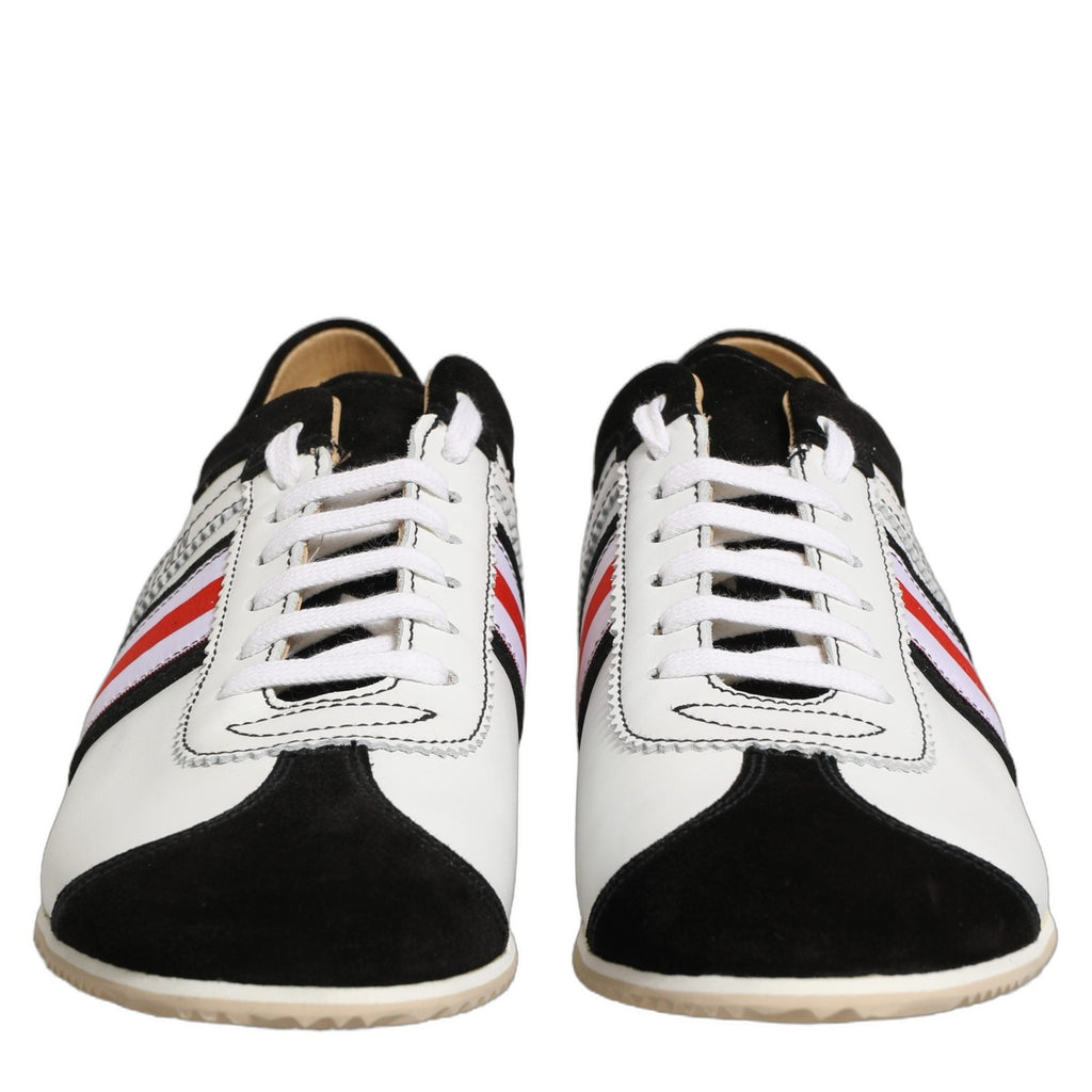 Dolce & Gabbana Black White Leather Suede Low Top Sneakers Shoes Dolce & Gabbana
