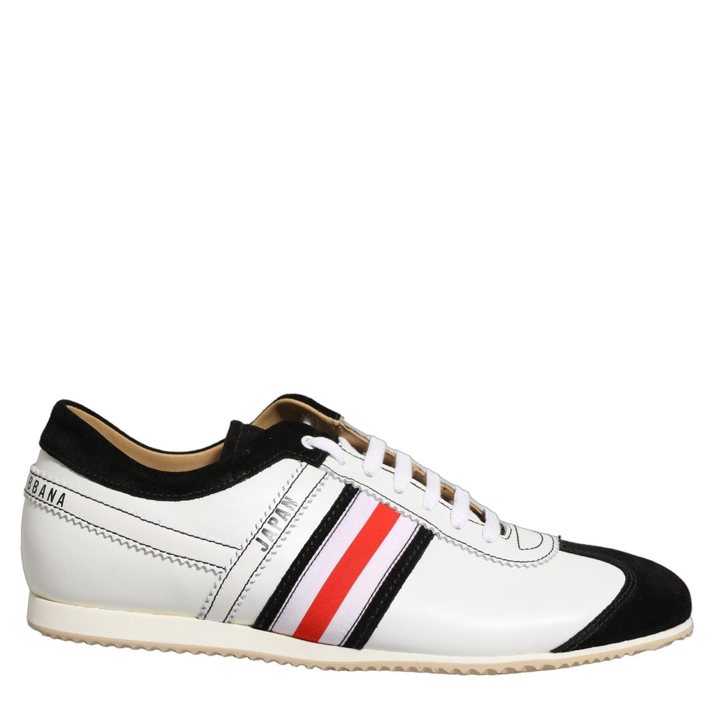 Dolce & Gabbana Black White Leather Suede Low Top Sneakers Shoes Dolce & Gabbana