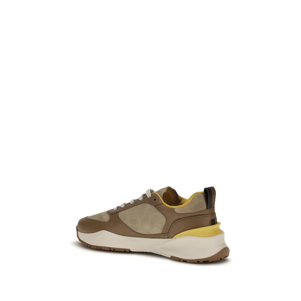 Fendi multicolor calf leather Bos Taurus athletic sneakers with sporty design and vibrant color accents on a white background.