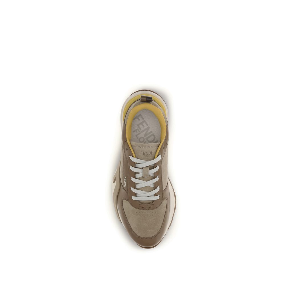 Fendi Bos Taurus athletic sneakers with multicolor calf leather upper and sporty design.