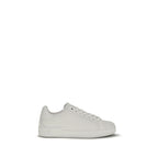 Dolce & Gabbana white calf leather Bos Taurus low top sneakers with lace-up design and logo accents.