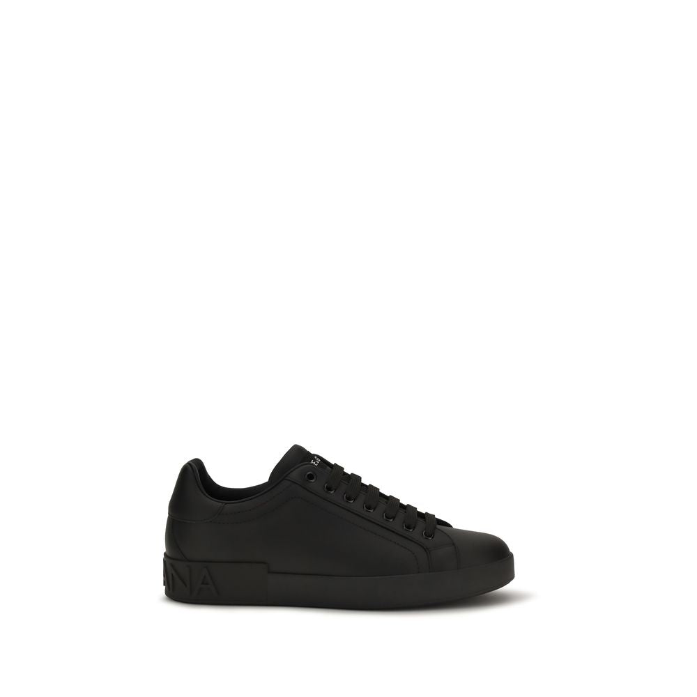 Dolce & Gabbana Black Calf Leather Bos Taurus Low Top Sneakers Dolce & Gabbana