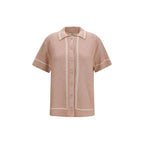 Fendi multicolor cotton shortsleeve shirt with vibrant pattern and classic collar, displayed on a plain background.