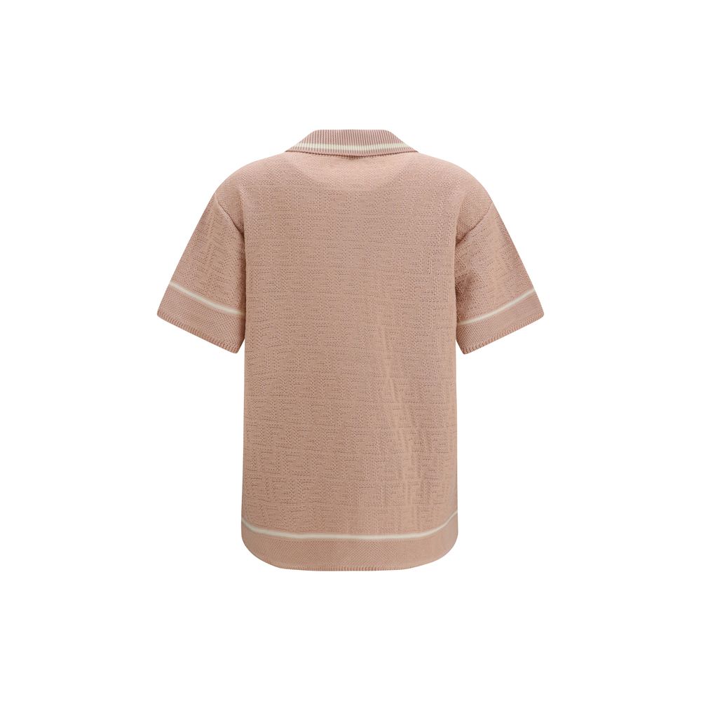 Fendi multicolor cotton shortsleeve shirt with bold pattern and classic collar, displayed flat for product detail.