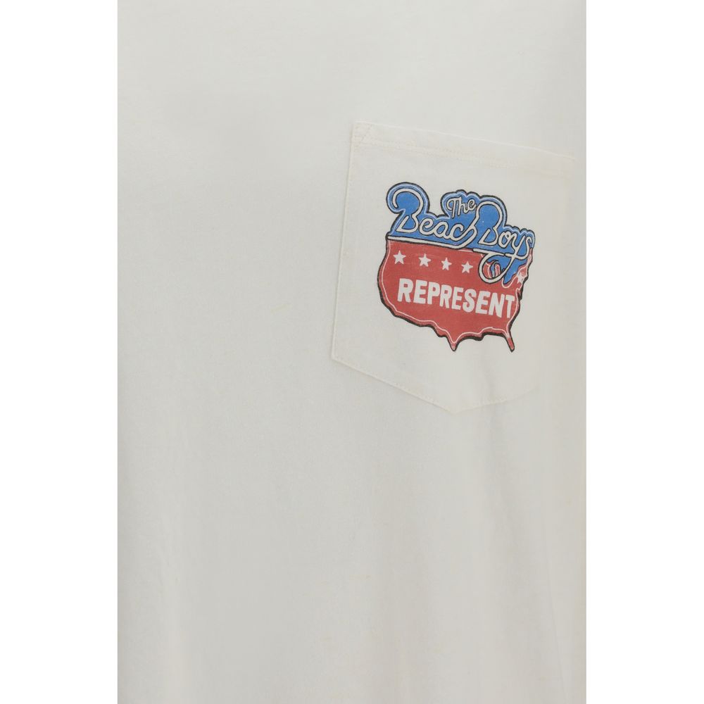 White cotton T-shirt by Represent featuring a classic fit and minimal design, displayed flat on a neutral background.