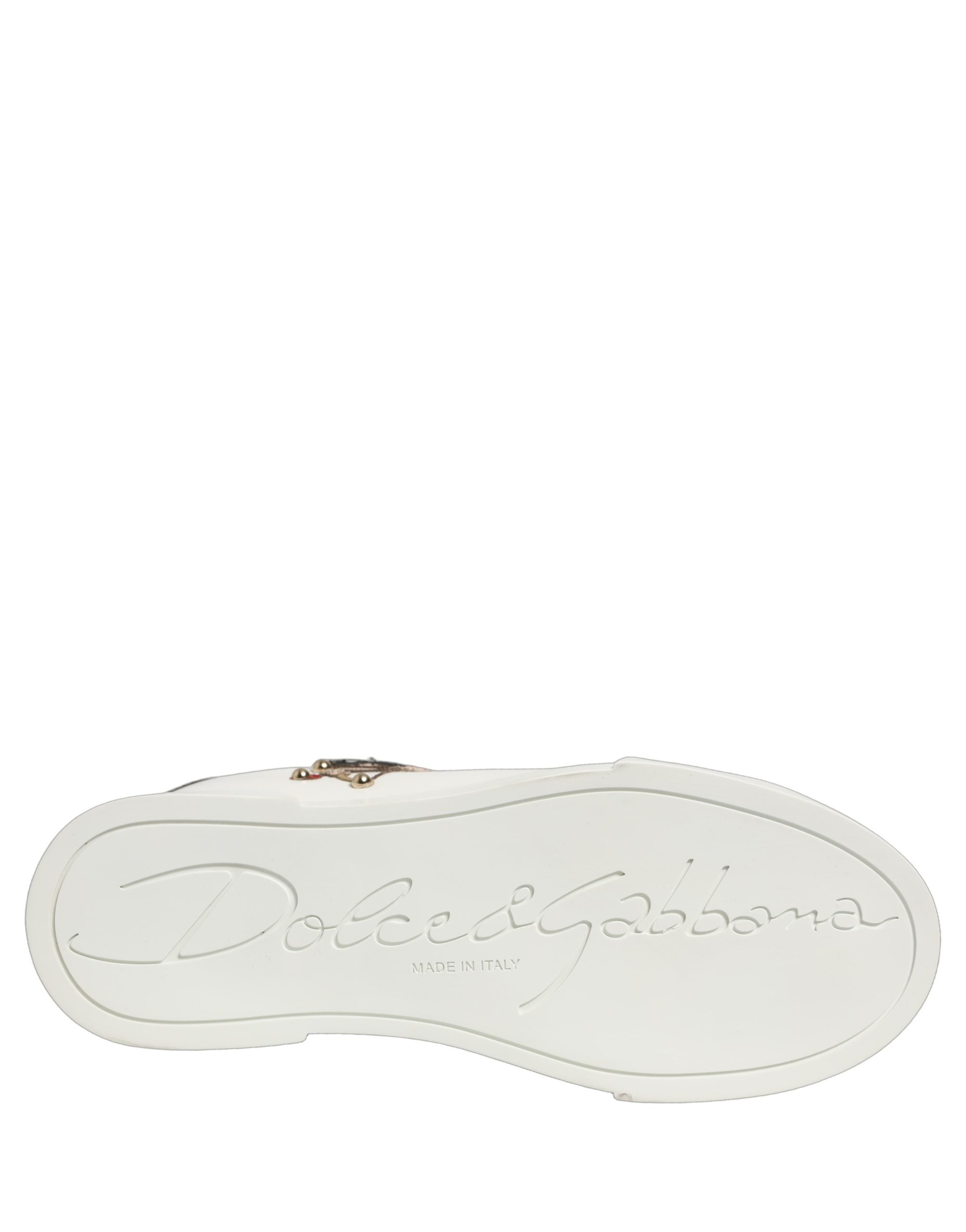 Dolce & Gabbana White Patch Calfskin Nappa Portofino Sneakers Shoes Dolce & Gabbana