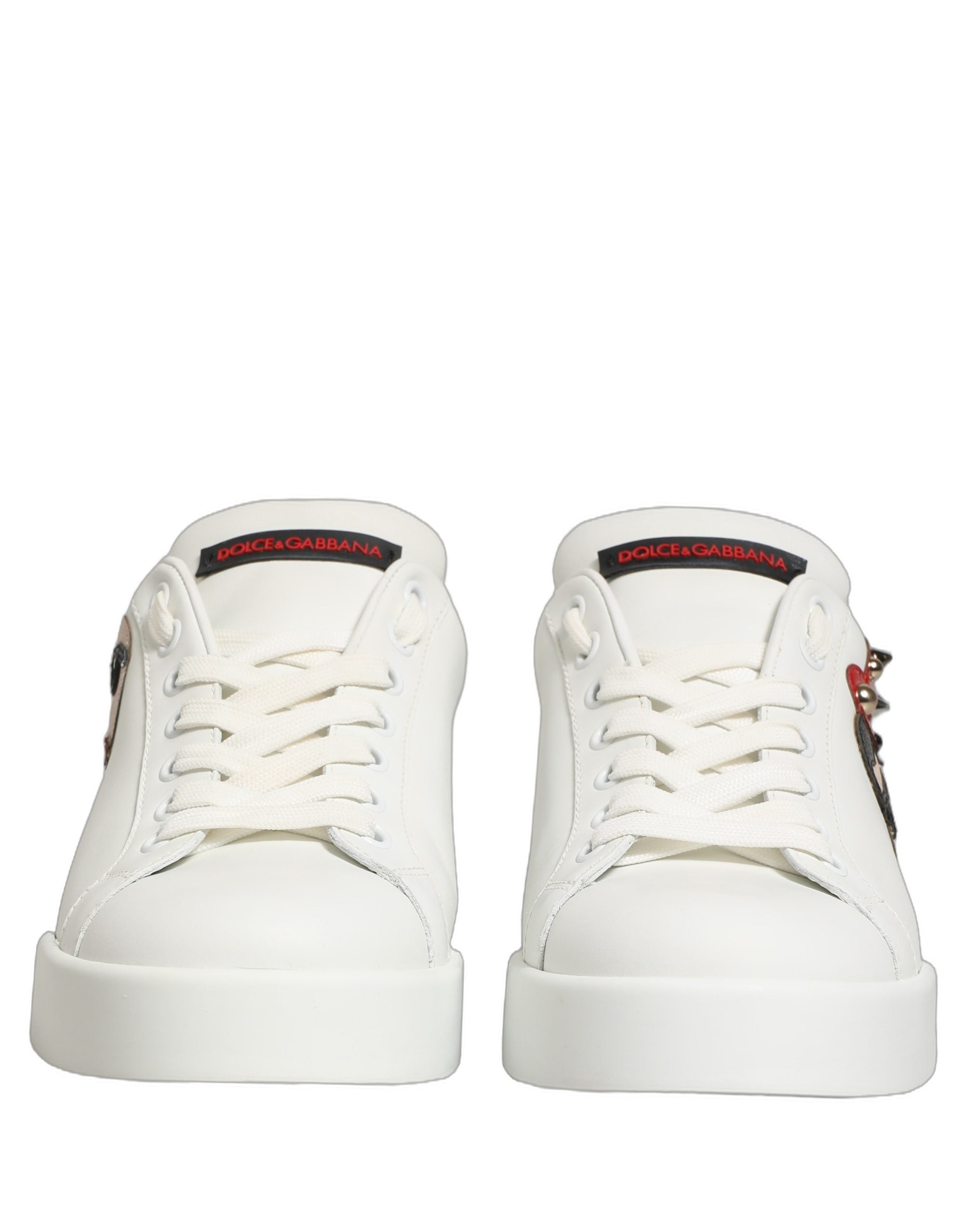 Dolce & Gabbana White Patch Calfskin Nappa Portofino Sneakers Shoes Dolce & Gabbana