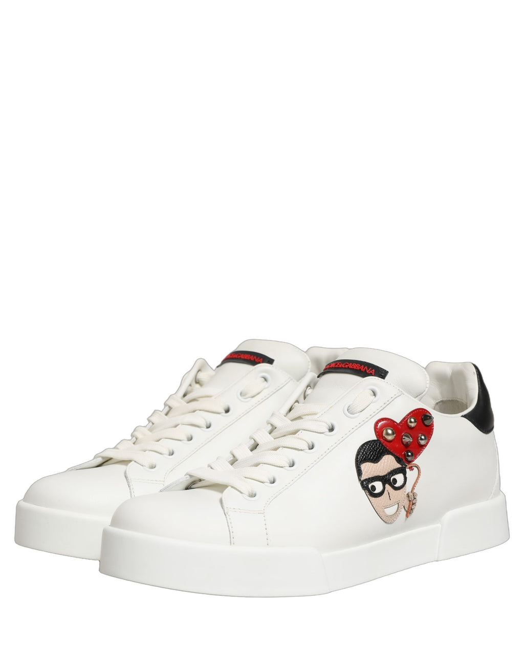 Dolce & Gabbana White Patch Calfskin Nappa Portofino Sneakers Shoes Dolce & Gabbana
