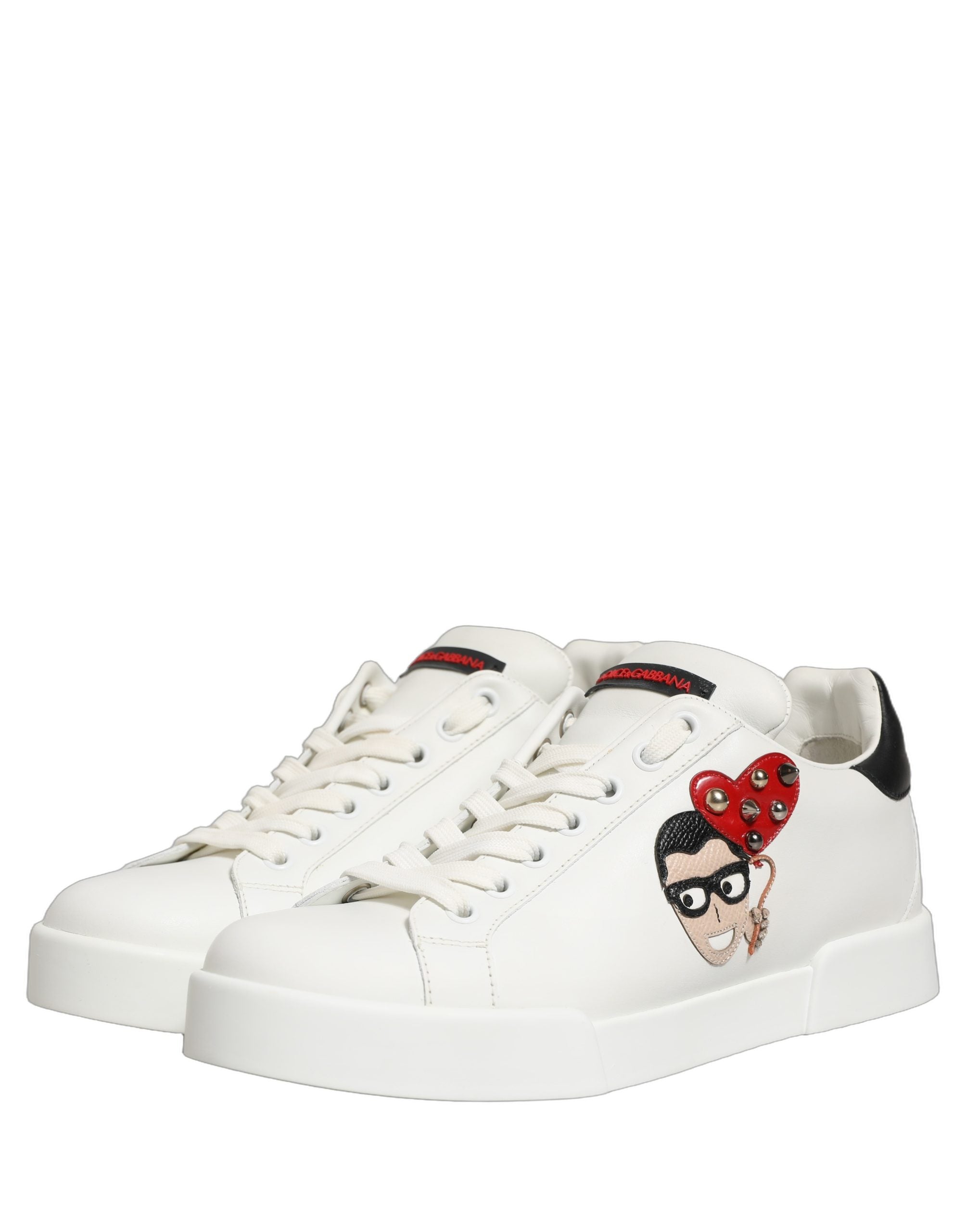 Dolce & Gabbana White Patch Calfskin Nappa Portofino Sneakers Shoes Dolce & Gabbana